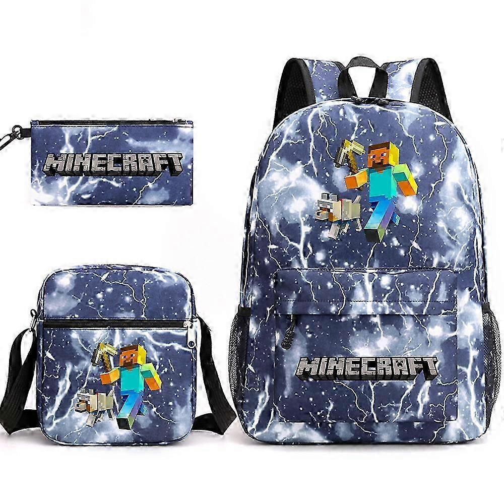 Minecraft School Bag Backpack Pencil Case Shoulder Bag Three-piece Set _27