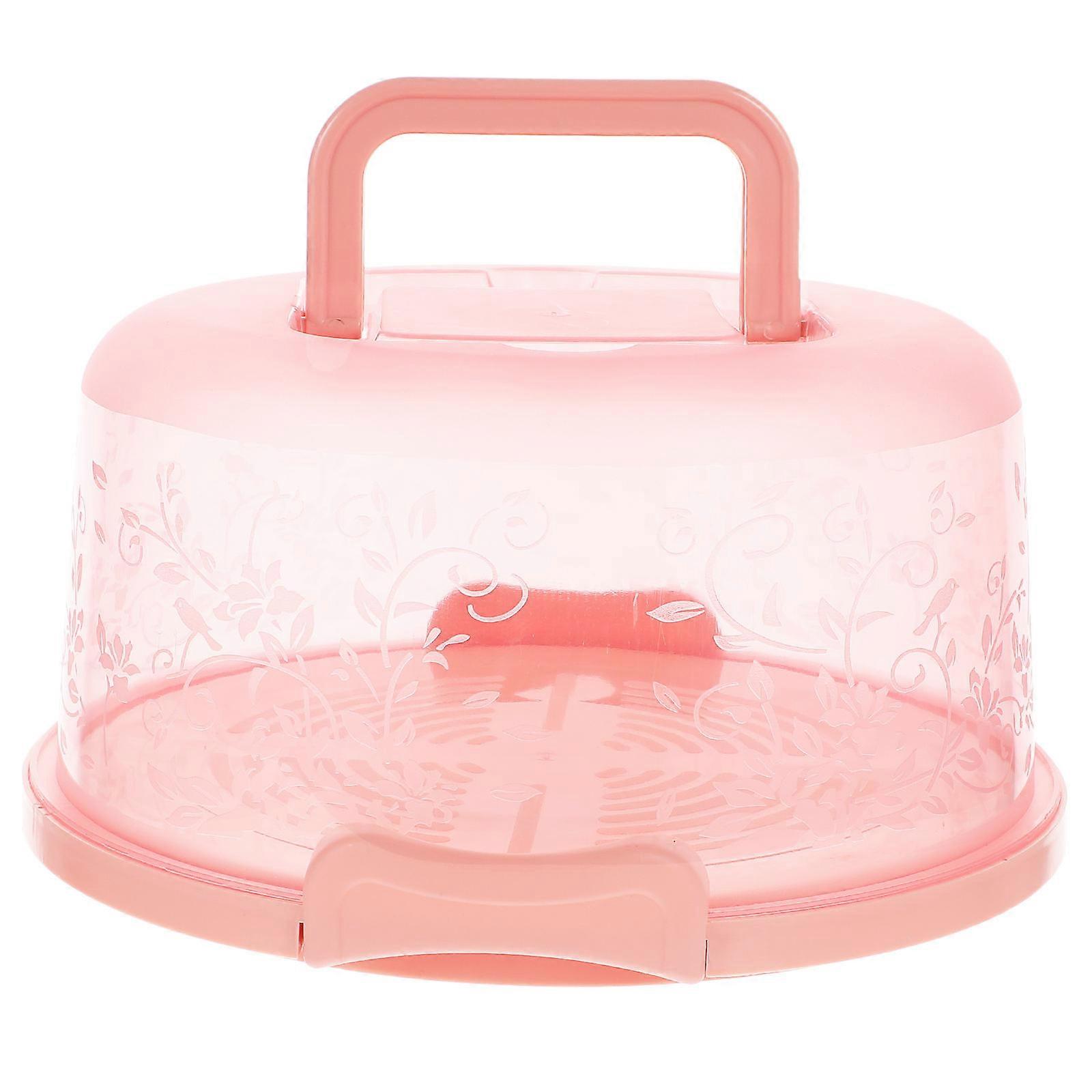 Cake Carrying Case Pink Round 25X25X13CM 1Pc