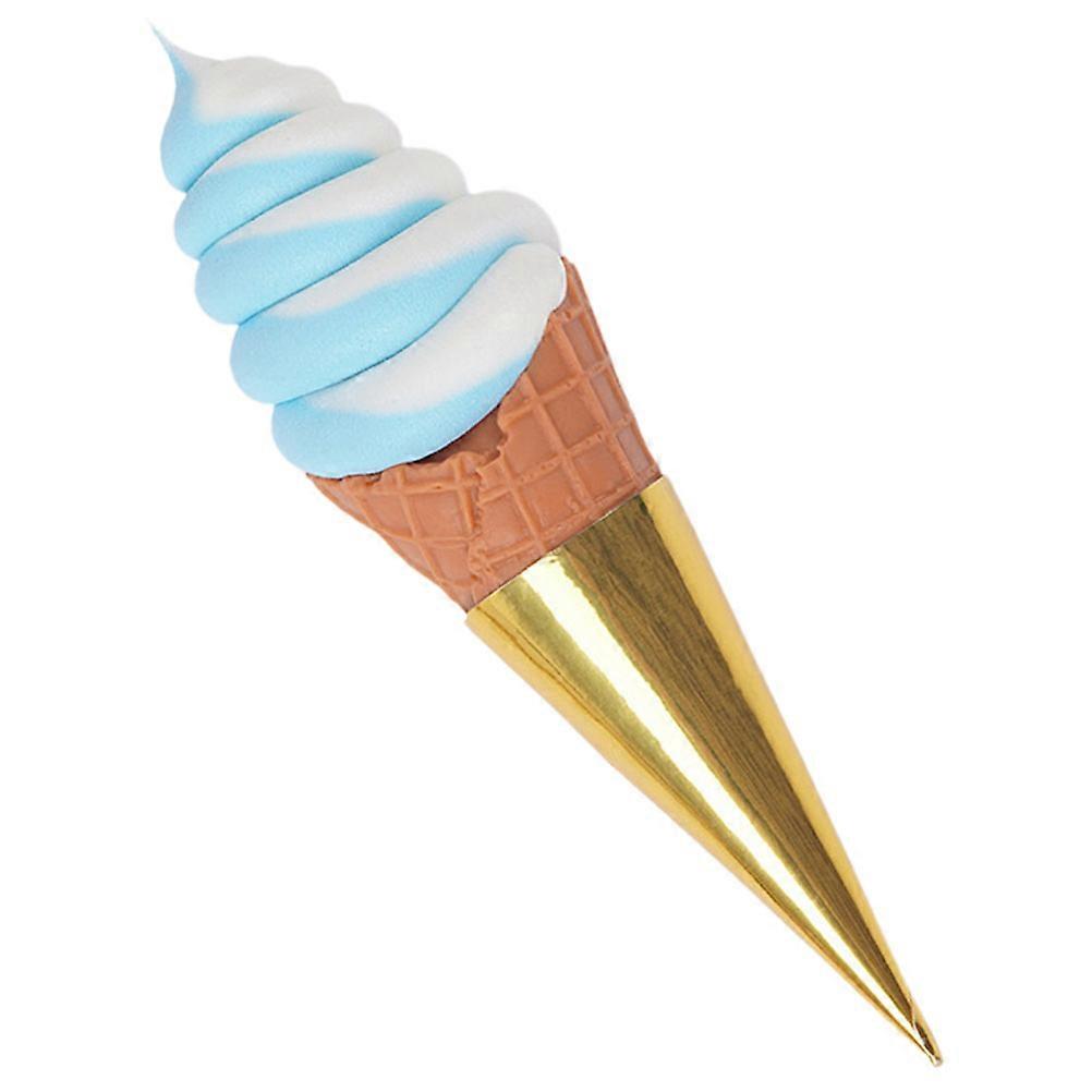 Fake Ice Cream Cone Toy for Decoration 2Pcs Blue PVC Artificial Ice Cream