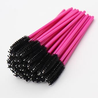 Veeki 200pcs disposable portable nylon eyelash brush, eyelash curler, powder rod Black makeup brush, eyebrow comb