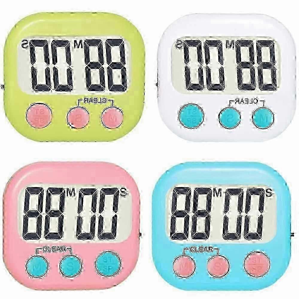 4 Pack Digital Kitchen Timer - Magnetic Countdown/Count Up, Loud Alarm