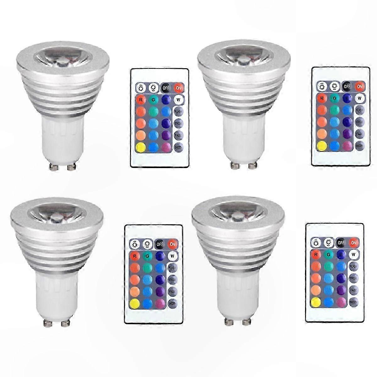 4-Pack GU10 LED Bulbs with Remote Control, Memory Function, 4 Dynamic Lighting Modes, 17 Color Options for Versatile Spot Lighting Solutions