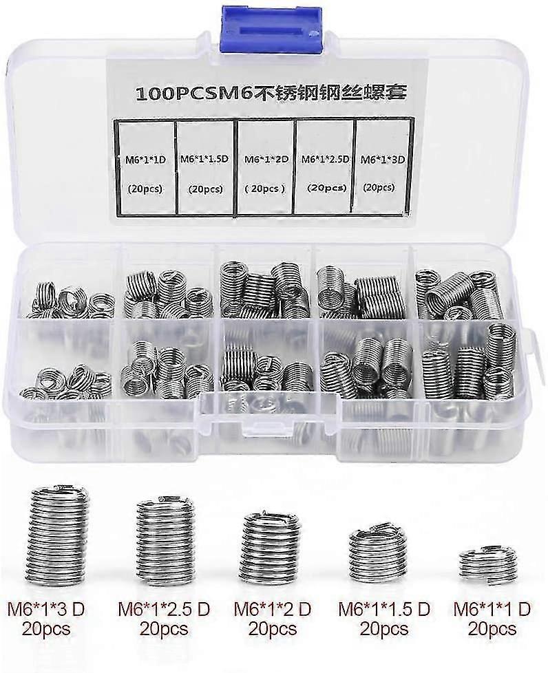 M6 Threaded Insert, 100pcs M6 Thread Inserts Stainless Steel