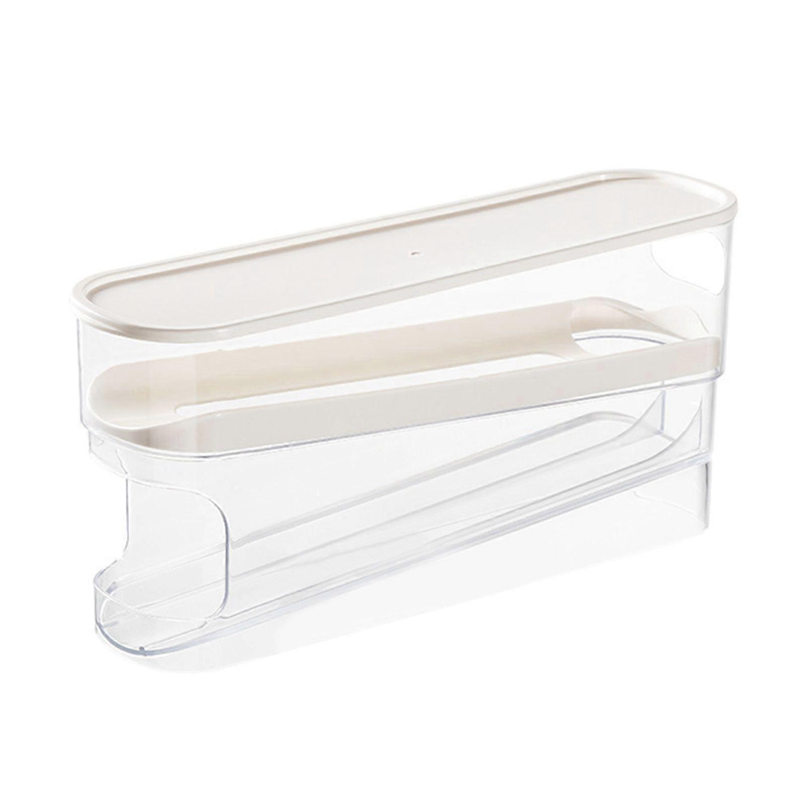 Refrigerator Egg Storage Box Large Capacity Double Layer Transparent Design Automatic Scrolling Egg Rack Holder
