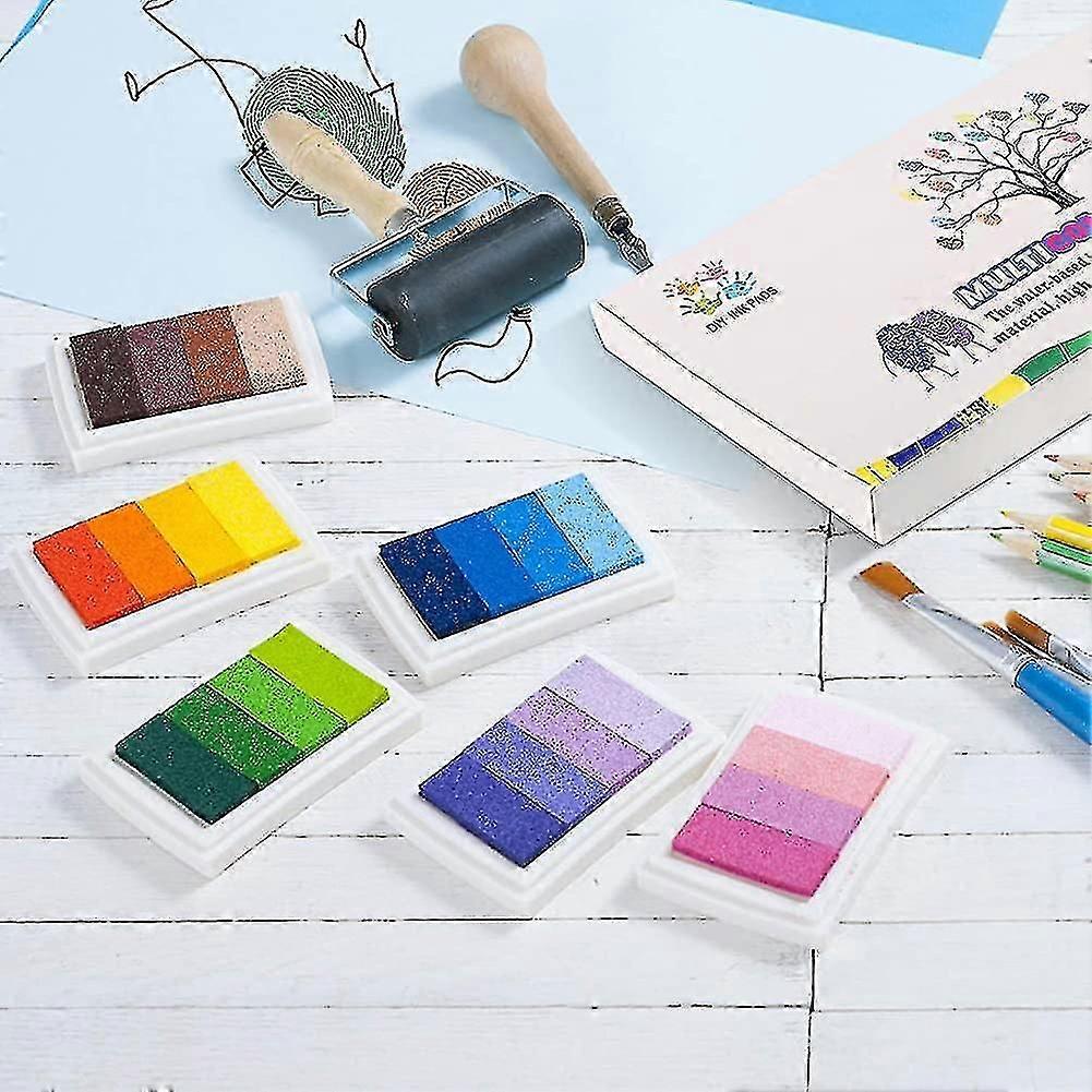 24色インクパッドセット、指紋インクパッド無毒な洗浄可能インクスタンプパッド