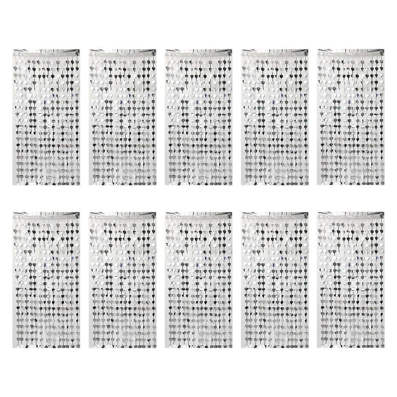 10 Count Shimmering Red Love Theme Tinsels Curtains Durable PET Materials For Stage Decors Photo Projects  Silver