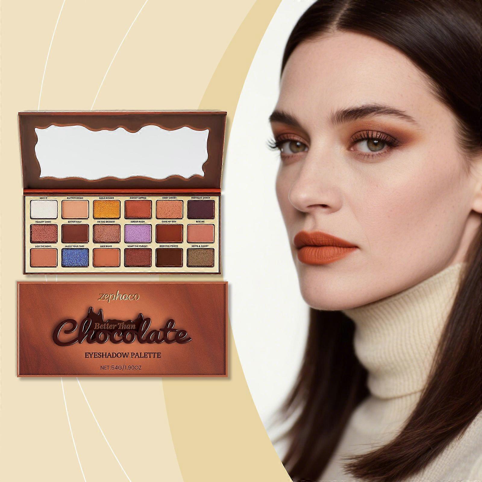 Zephoco Chocolate-Style Eyeshadow Palette, Earth Tone, High Gloss, Cool Tone, Light And Colorant, Suitable For Daily Commuting