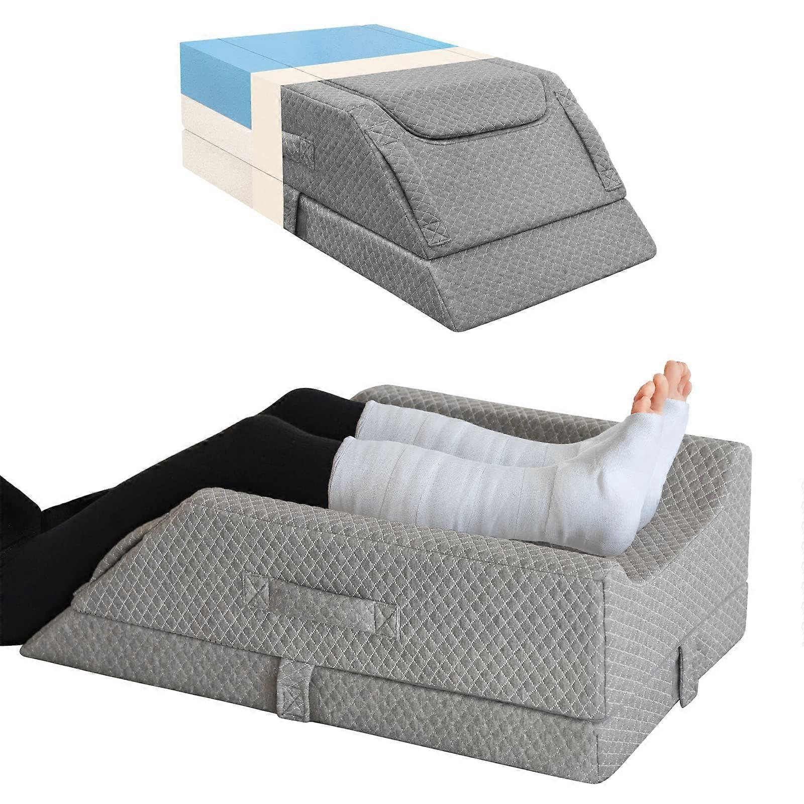 Adjustable Leg Elevation Pillows for Swelling, Cooling Memory Foam Wedge for Blood Circulation, Pain Relief for Back, Knee, Hip, Ankles