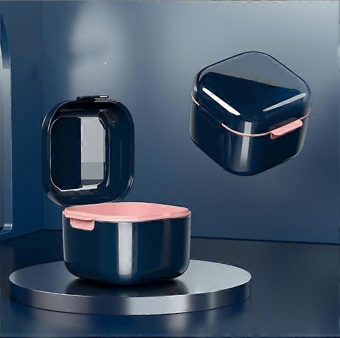 Denture Case Dental Tub with Filter Portable Denture Storage Container Dual Purpose Hygienic Denture Case for Storage and Immersion of Mouthguard Hold