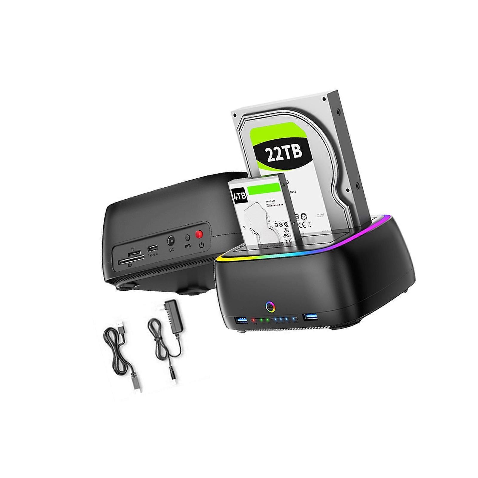 Type C Hard Disk Docking Station for 2.5inch Docking Station Drive Enclosure 3.5inch Hard Disk Case with LED Light Multicolor