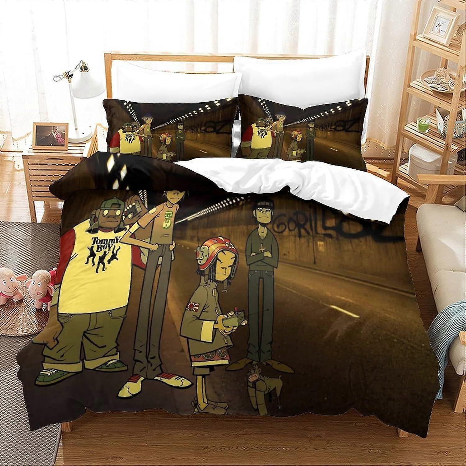 GENBAK Gorillaz Duvet Capa 3D Hip-Hop Impresso Colcha de Cama Música Capa Edredom com Fechamento com Zíper Microfibra Macia Rei