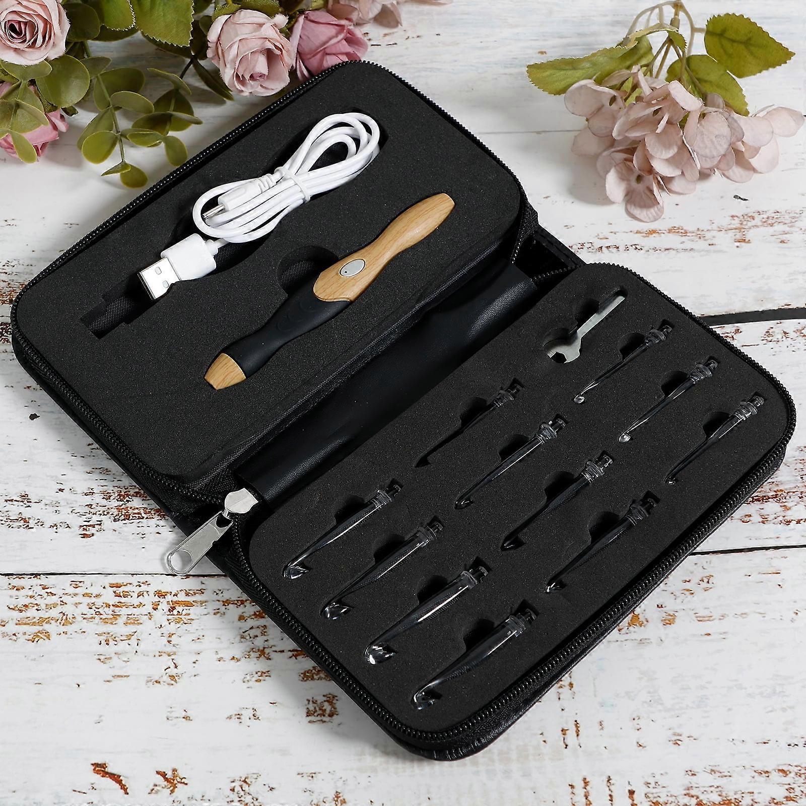 Wekvgz Lighted Crochet Hooks Set, Portable & Rechargeable, Adjustable Bright LED, Comfortable Grip for Craft - Compatible with Yarn Needles