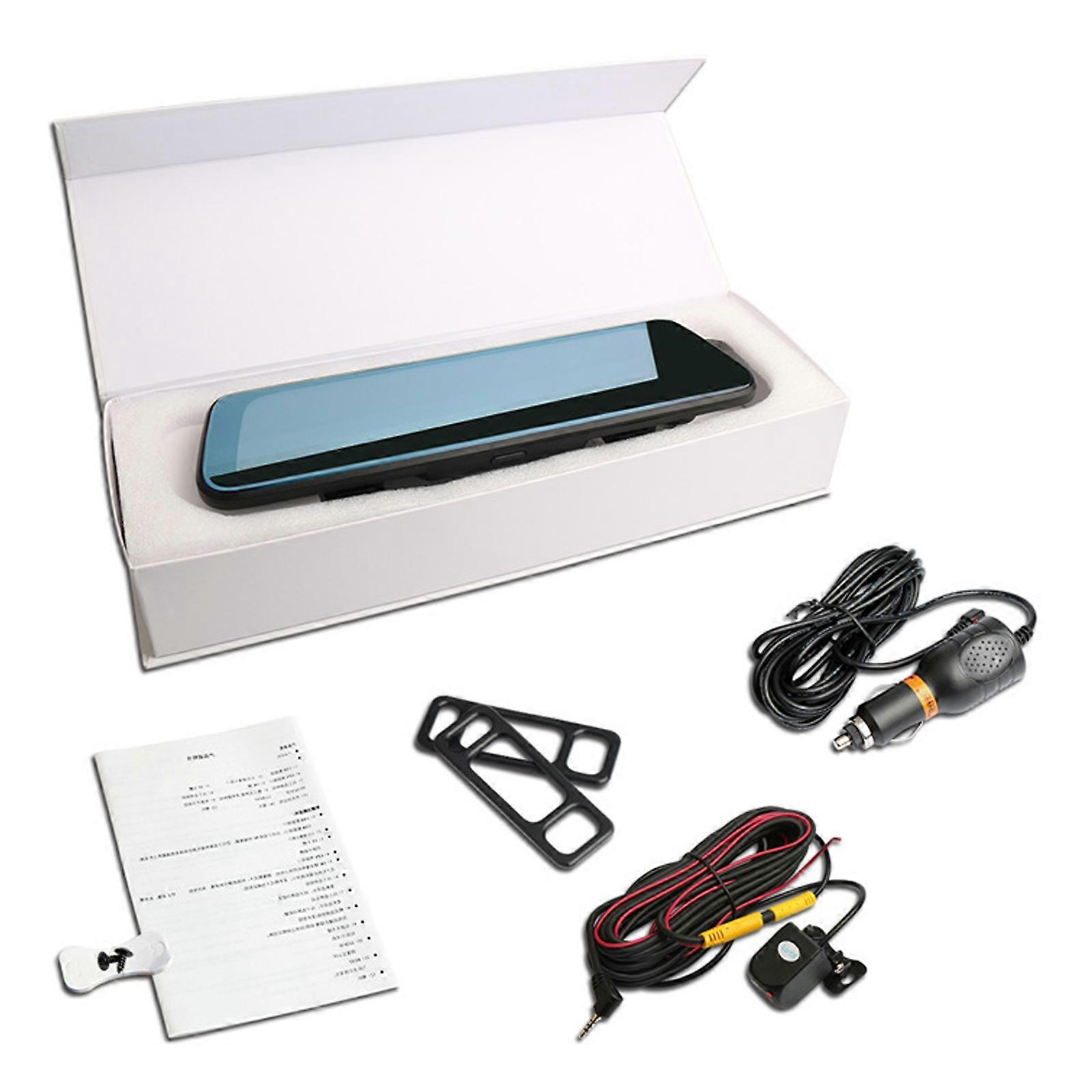 Streamlined 10Inch Dashcam with 1080P Front & Rear Cameras, Night Detection Detection Parking Assistance Video Camera Multicolor