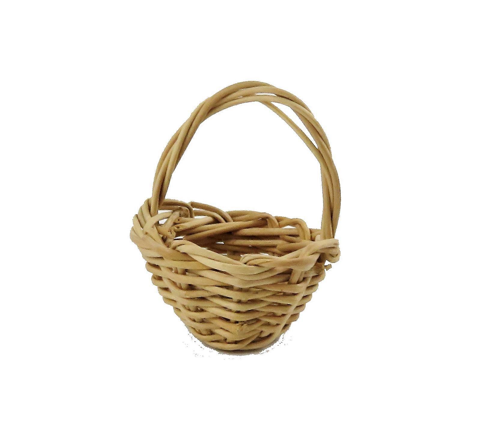 دمى البيت الصغيرة ويكر المنسوجة جولة سلة مصغرة متجر حديقة التبعي