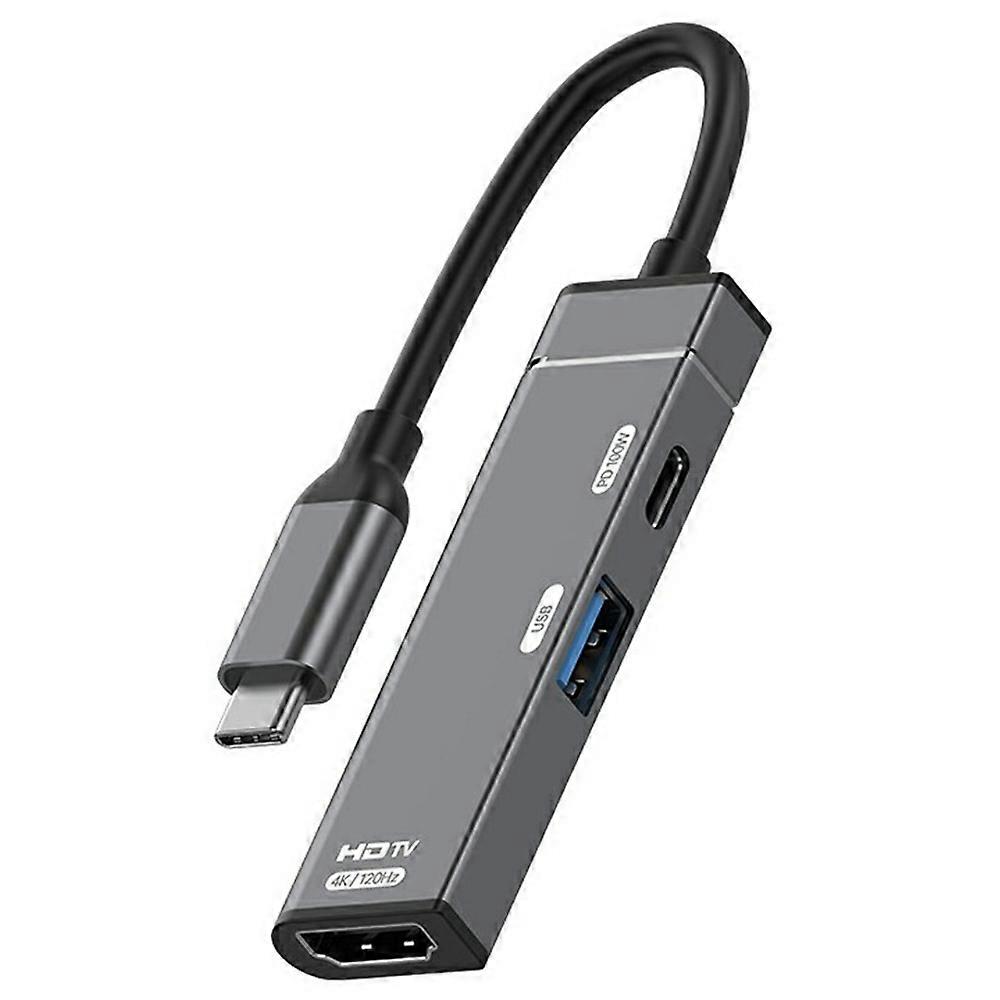 3 in 1 TypeC to HDMI+USB+TypeC Adapter 4K 120Hz Audio 100W PD Charging OTG Converter