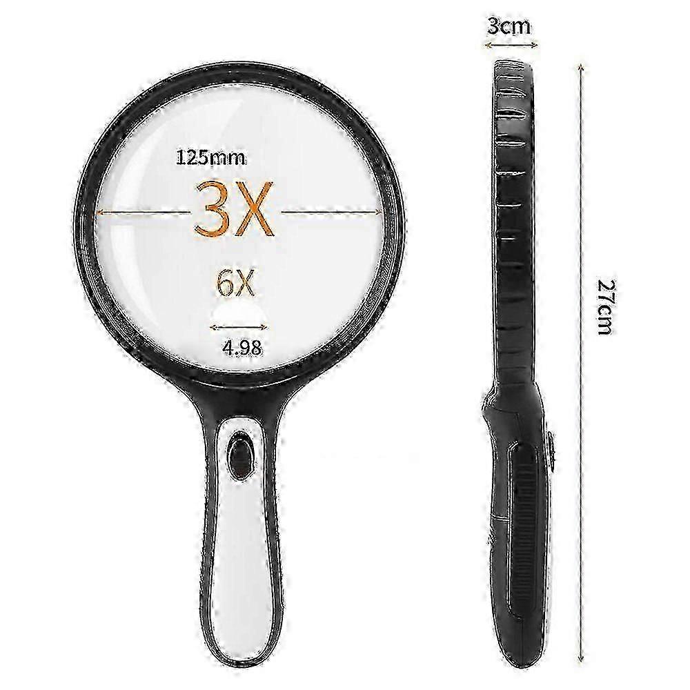 Lupa com Luz para Leitura AmpliaçãoAmpliação com 4 Luzes LED para Idosos com Deficiência Visual Lazer