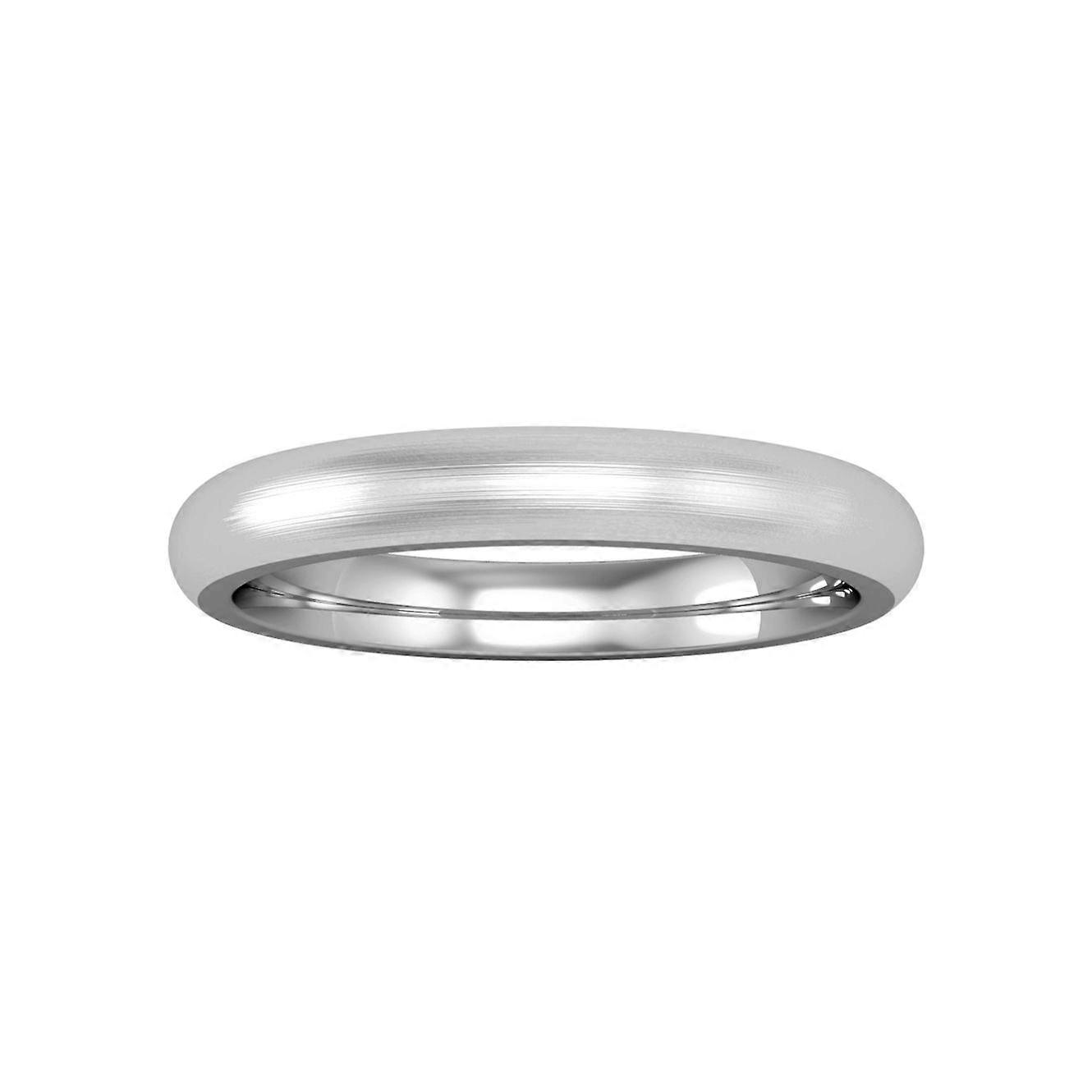 Jewelco London 铂金 950/1000 3 毫米宫廷高级缎面拉丝结婚戒指