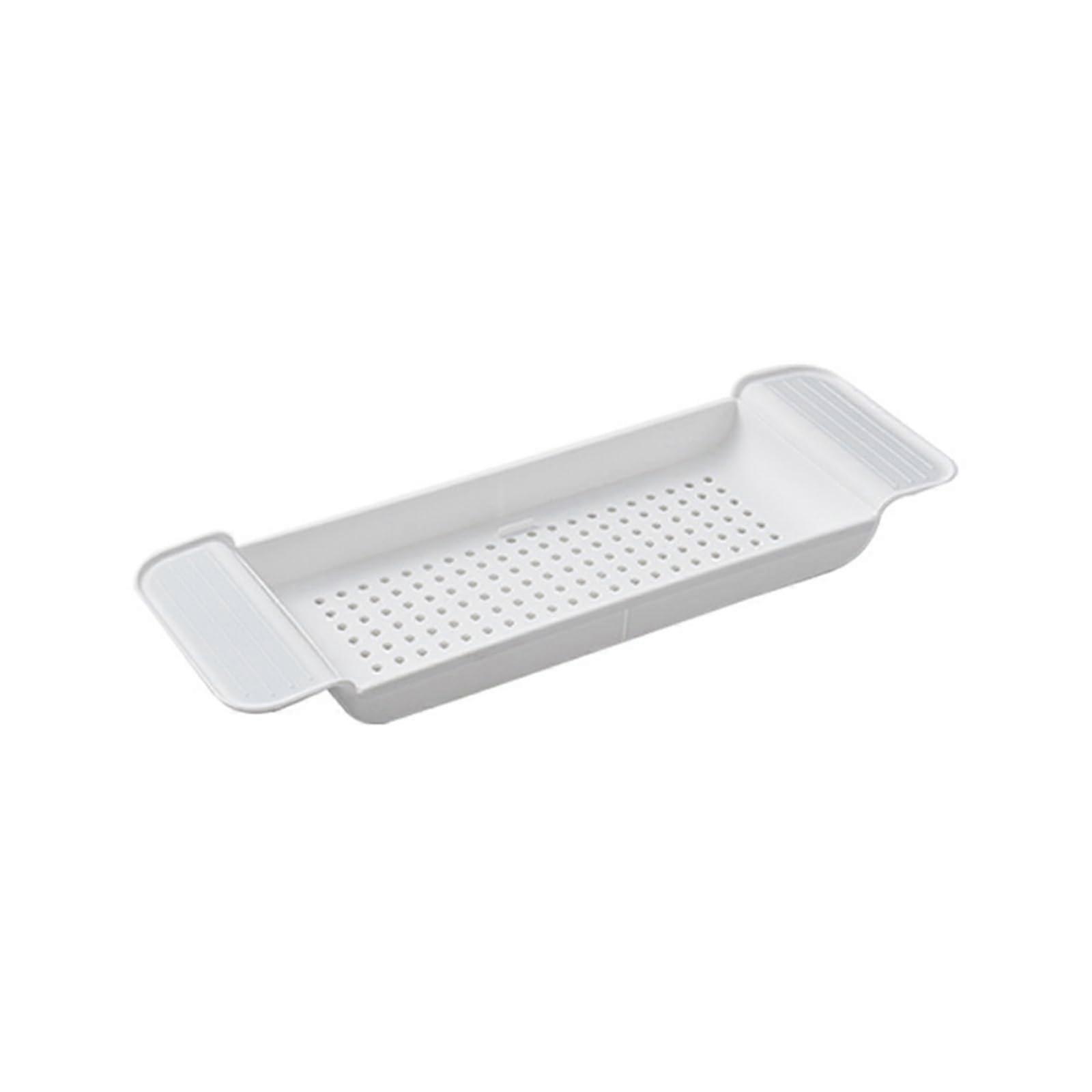 Retractable Bathtub Tray with Side Shelf Towel Organizer for Bathroom Storage and Spa Use