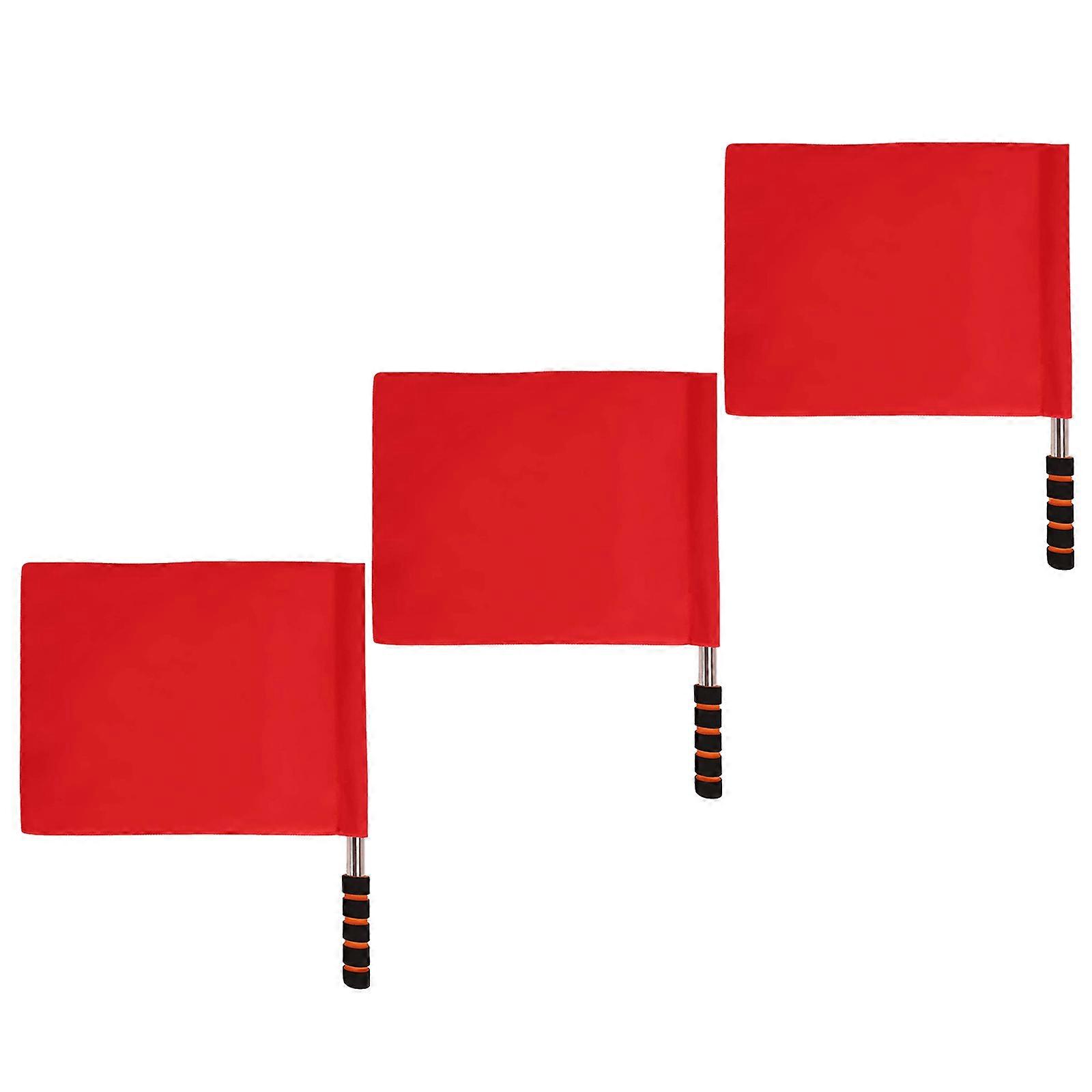 Sports Signal Flags Rectangle Cheering For Referee 45.00X36.00X1.00CM Red 3Pcs