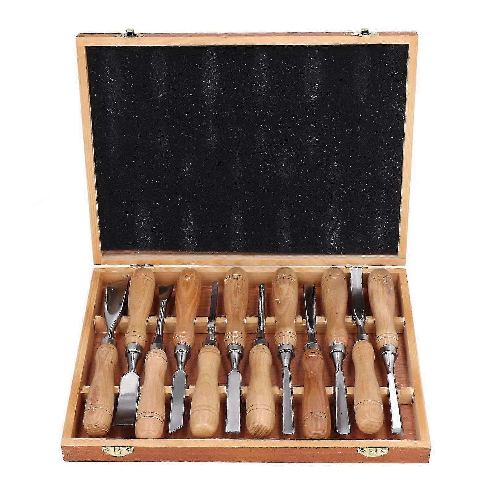 Woodworking Chisel Set 12PCS CRV Blade for Carving Engraving DIY