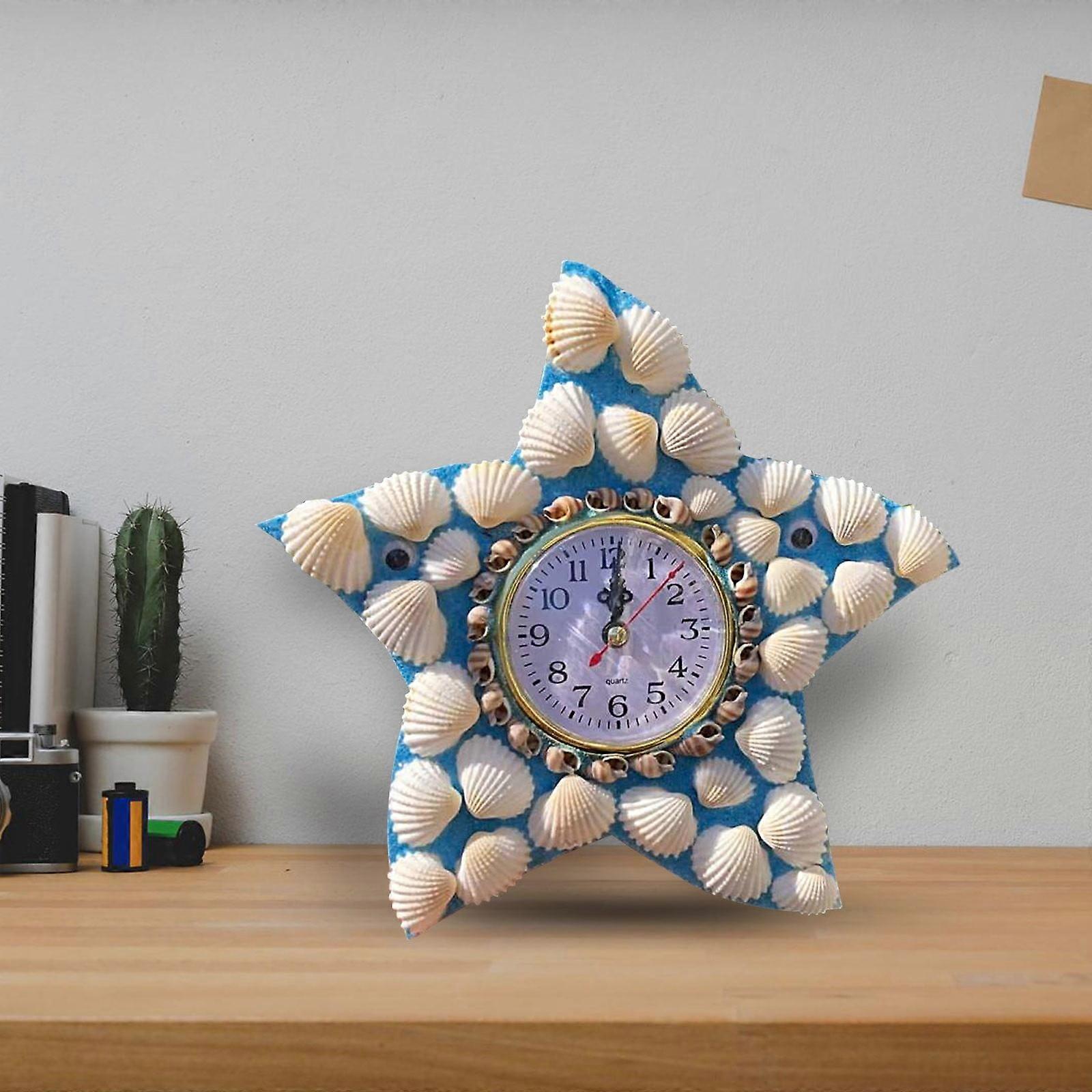 Miayilima Clearance Desktop Ornament 1* shell clock decoration Conch shell Clock Picture Frame Decoration C (Starfish)