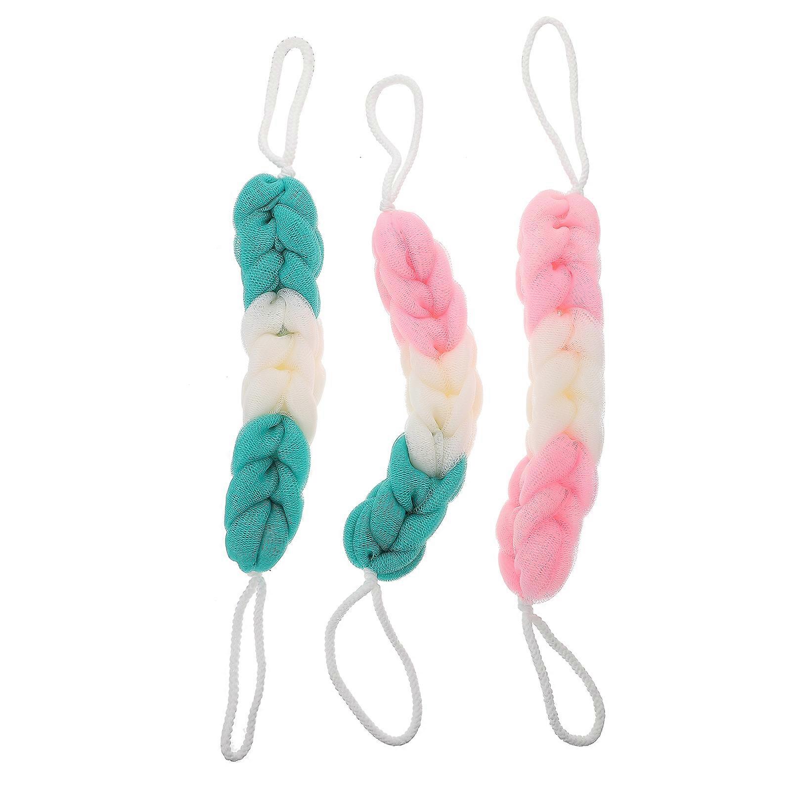 Bath Pouf Exfoliating Scrubber for Cleaning 3Pcs Assorted Color Shower Sponge