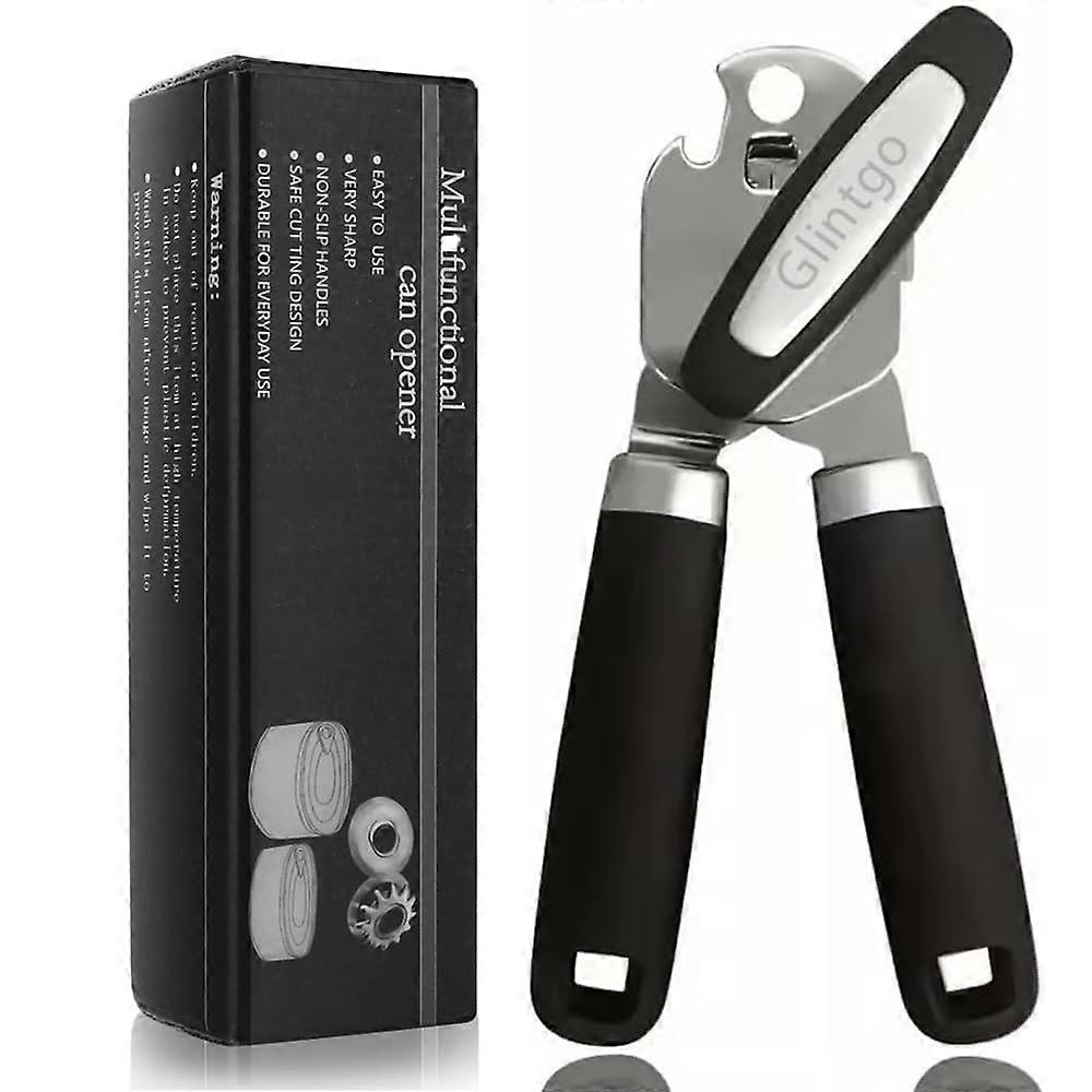 Heavy Duty Stainless Steel Manual Can Opener with Smooth Edge Cutting, Soft Grip and RustProof Blade