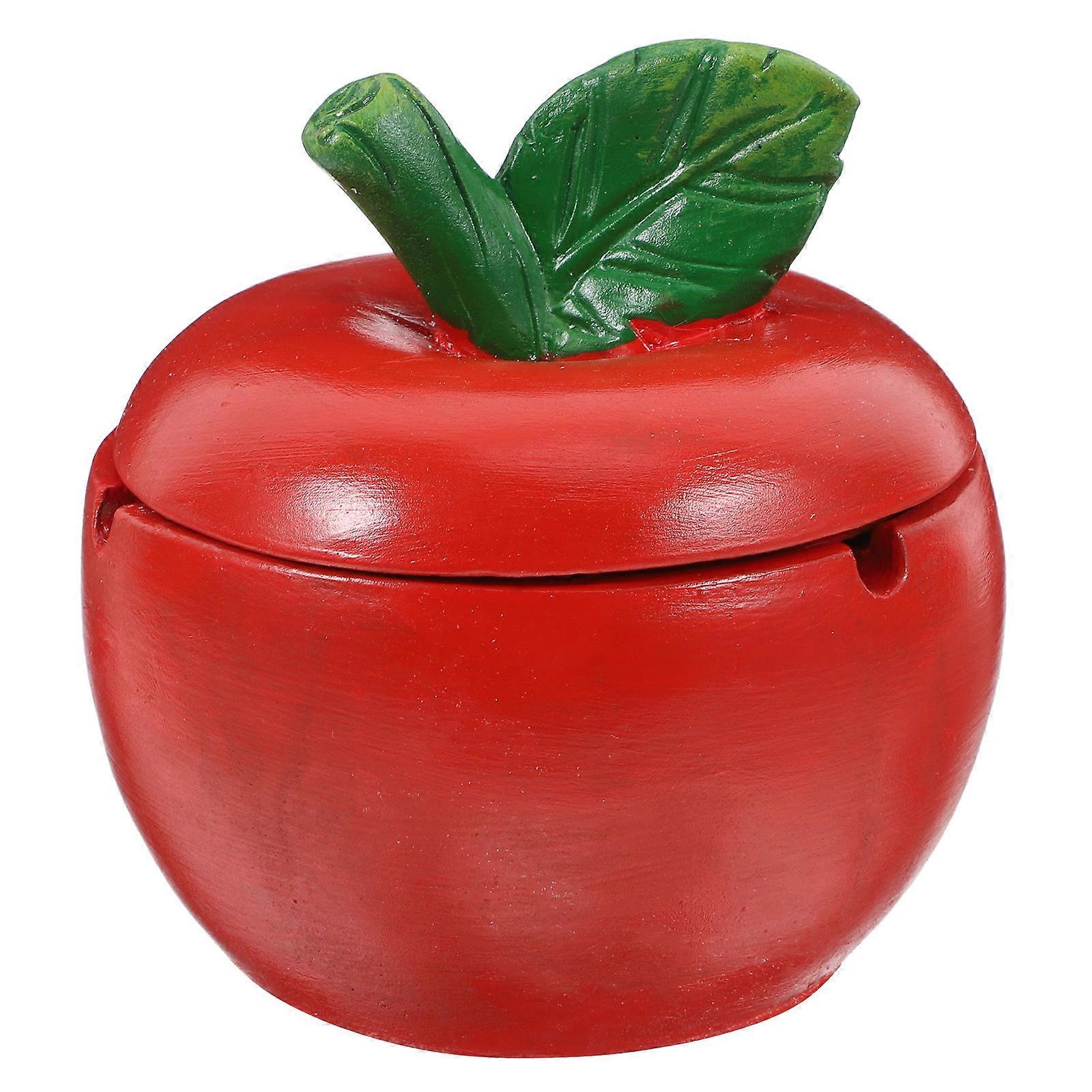 Apple Shaped Ceramic Ashtray for Home Use with Lid Red