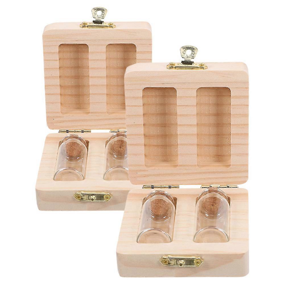 Baby Lanugo Umbilical Cord Keepsake Box for Infant Storage 1Set Beige Wood