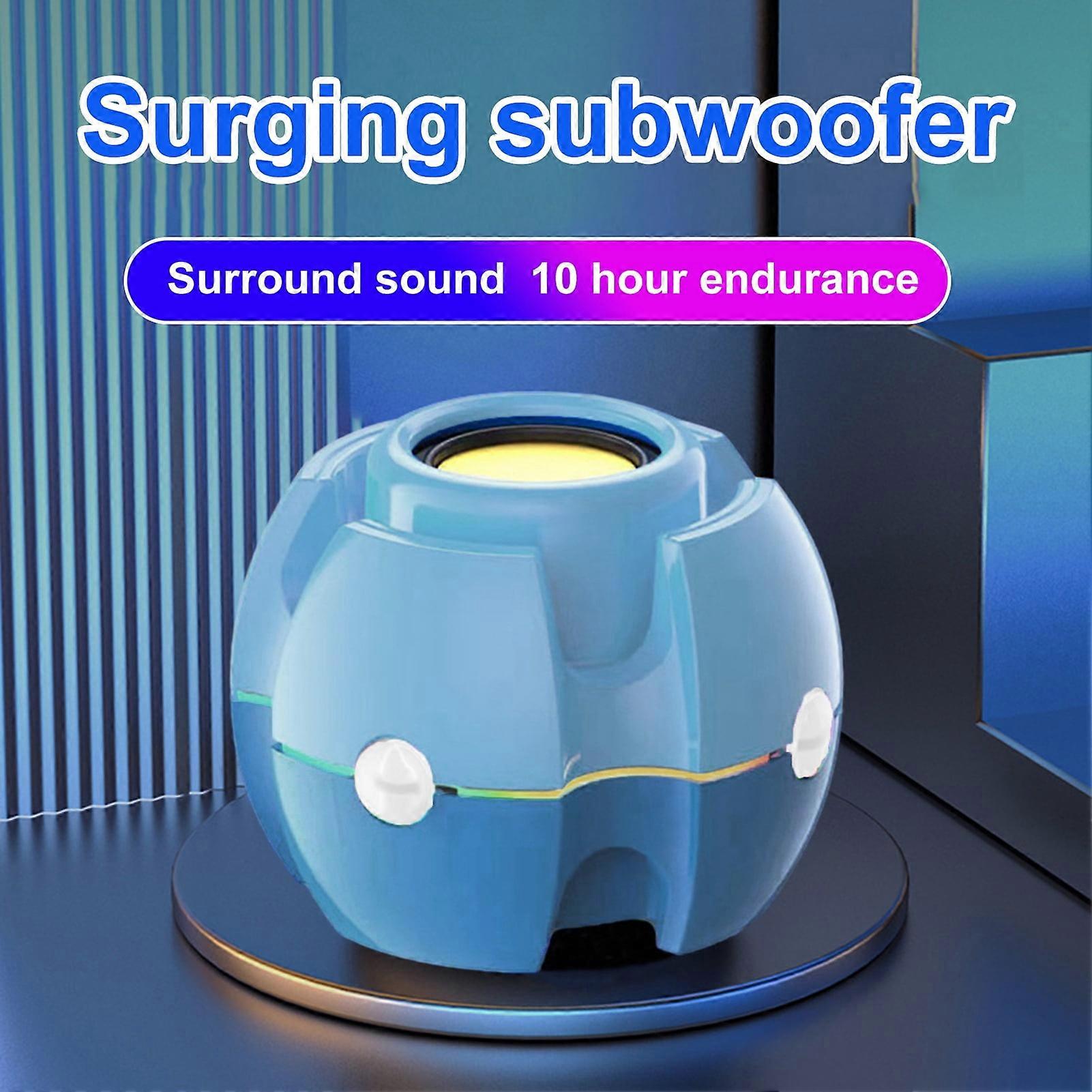 SUSUchens Wireless Speaker High Fidelity Noise Cancelling with Ambient Light Bluetooth-compatible5.0 Gyro Shape Stereo Speaker for Outdoor Blue