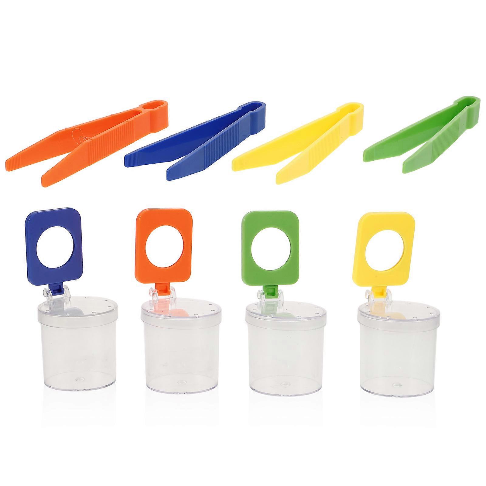 Insect Magnifying Box Container for Storage Use with 4Pcs and Tweezers