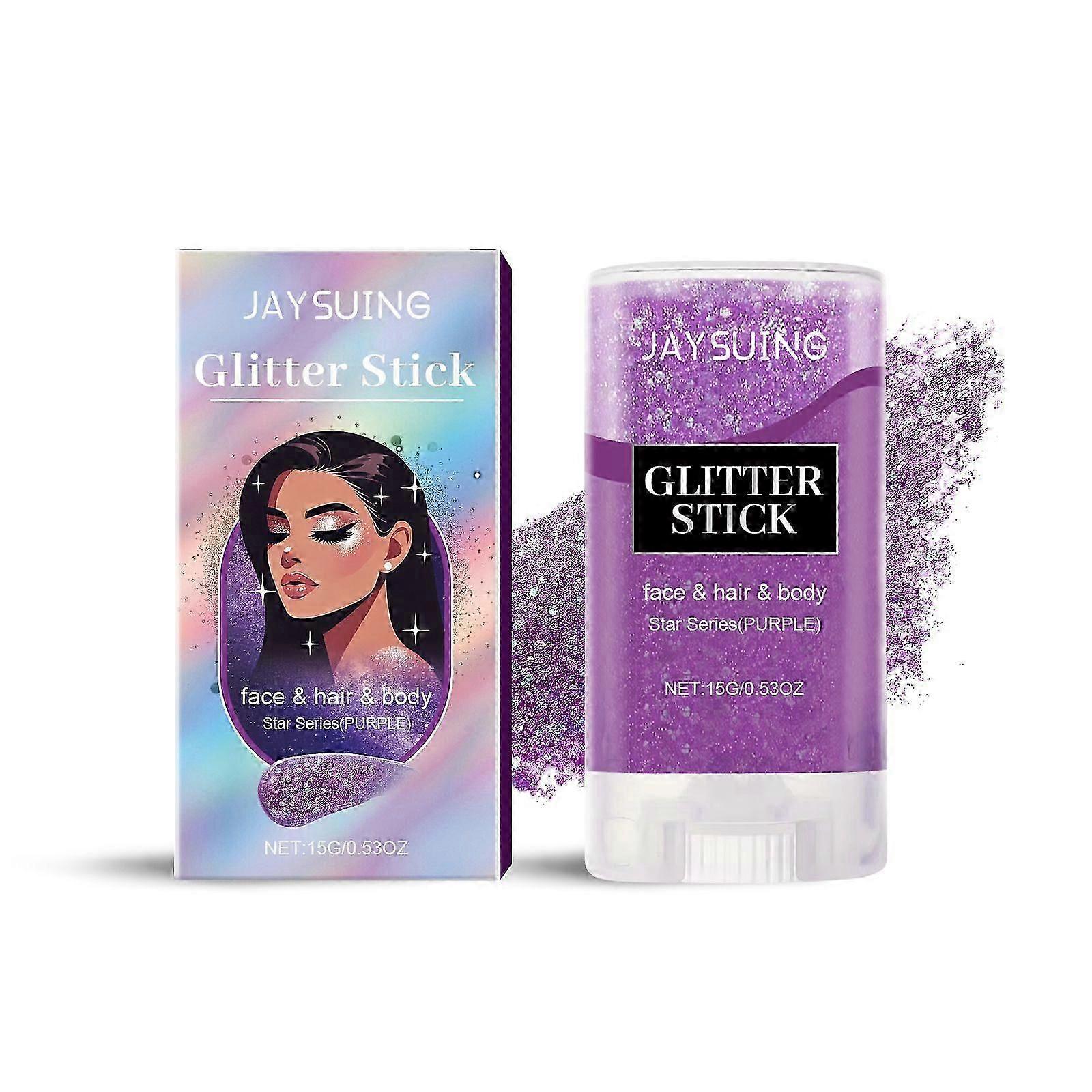 Jaysuing Sequins Glow Stick (Purple) Party Ball Performance Makeup Facial Body Clavicle Highlight Shiny