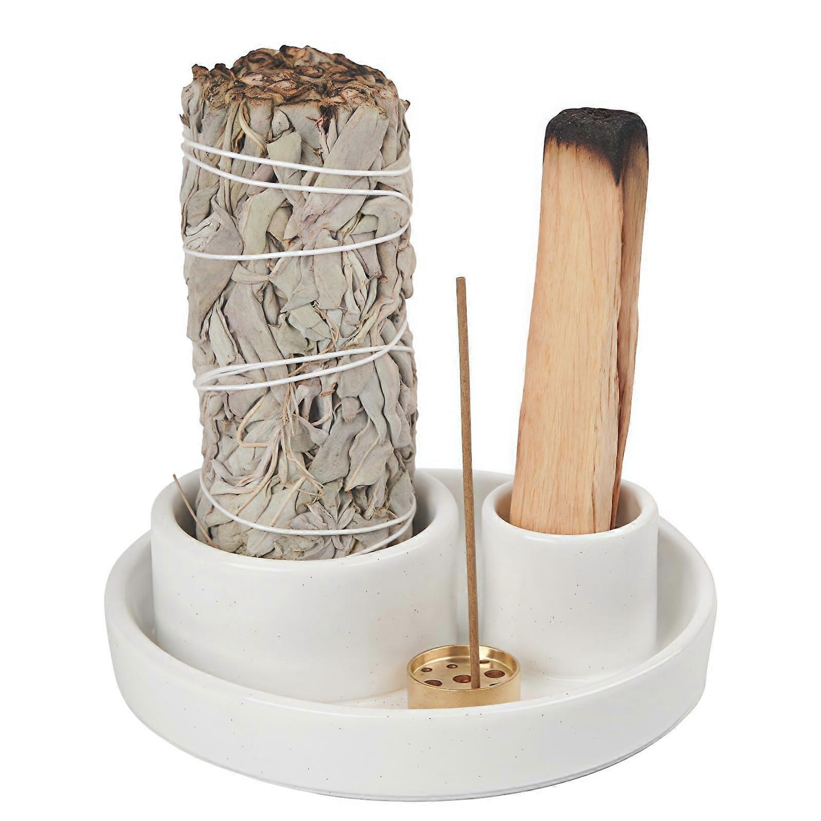 4 in 1 Incense Holder and Palo Santo Burner with Large Ash Catcher for Meditation and Yoga
