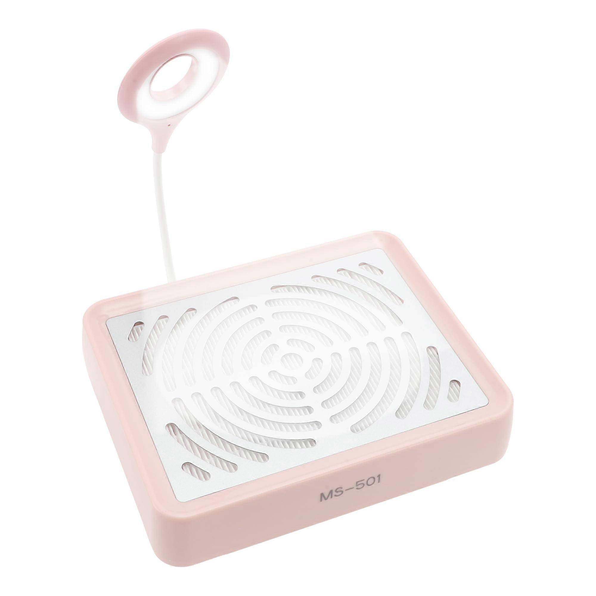 Nail Dust Collector with Adjustable Suction and Lamp, Low Noise Vacuum for Acrylic Gel Nails, Pink