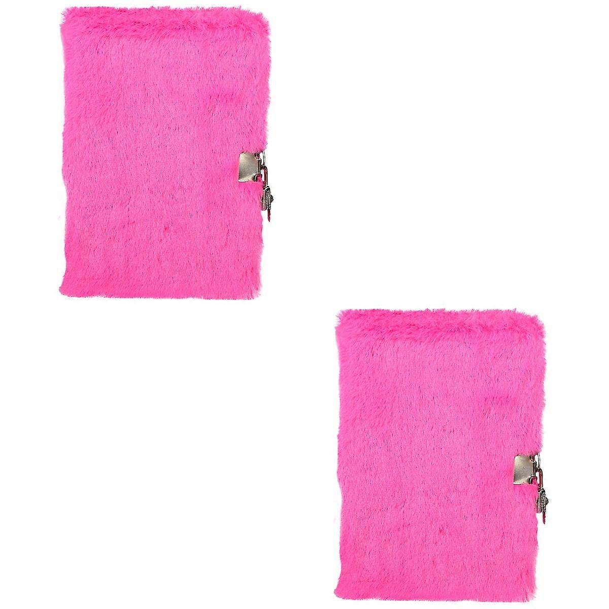 2pcs Adorable Plush Notebook A5 Size Notebook Students Plush Cover Notebook Novelty Notepad