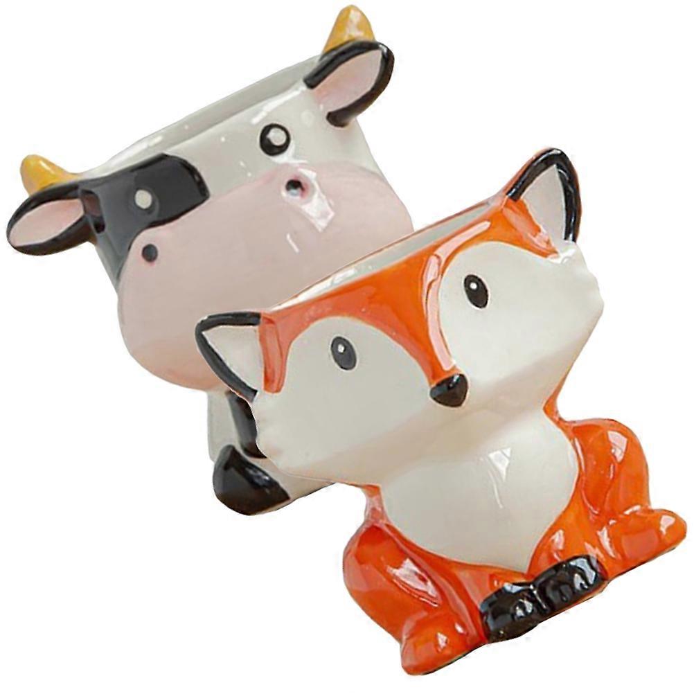 Ceramic Flower Pot Animal Shaped Planter Pots for Storage Use 4Pcs