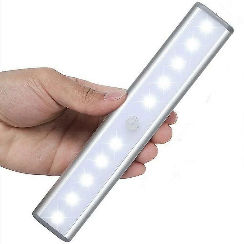 Motion Sensor Light 10 LED Battery Powered Wireless Night Light for Closet Hallway Stairway, 2 Pack