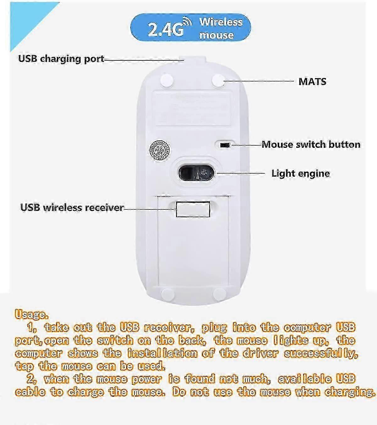 Wireless Computer Mouse Rechargeable Silent ,2.4g Ultra-thin Laser Usb Receiver Mouse(skyblue)GOOD