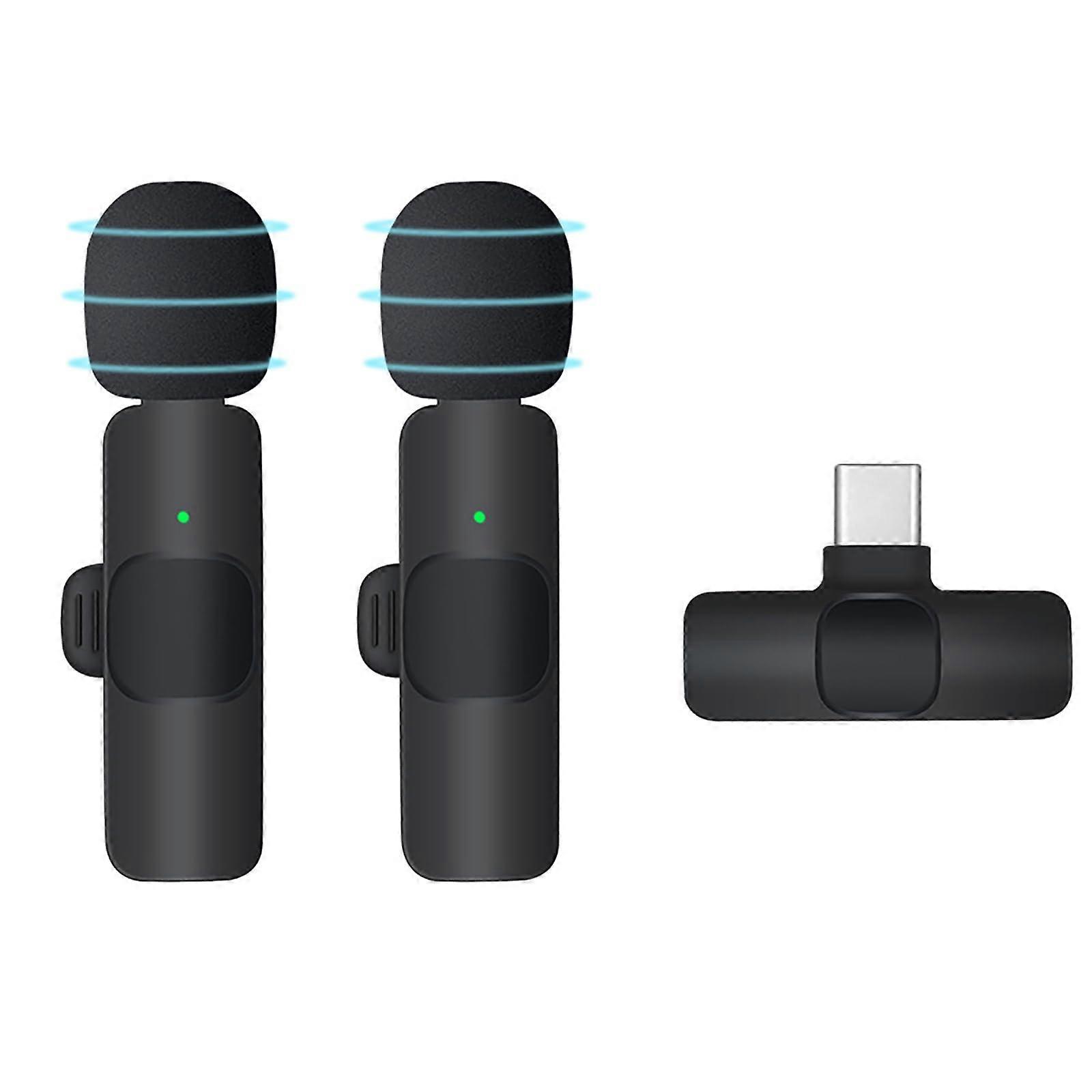 Wireless Microphone For iPhone 15/Android, Lapel Mics PlugPlay, 2.4G UltraLow Latency, Noise Reduction, 4H Working