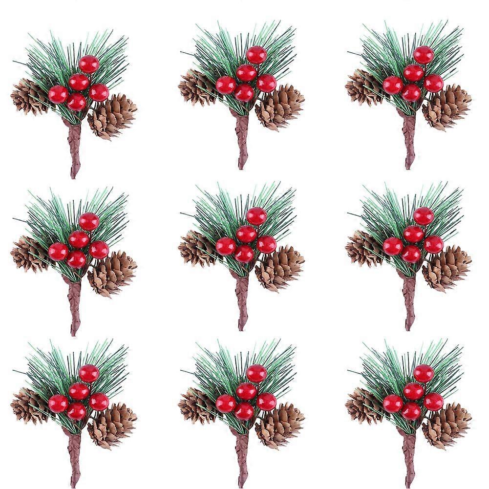 20Pcs Artificial Pine Cone and Red Berry Christmas Decoration Picks for Holiday Tree and Crafts