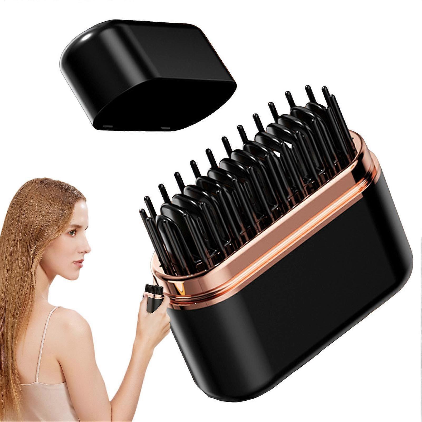 Wireless Ionic Hair Straightener Brush with 3 Heat Settings and Fast Charging for Travel