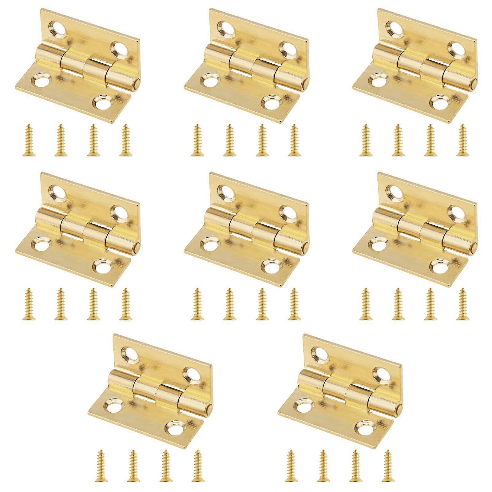 8Pcs 1 Inch Solid Brass Mini Hinges with Screws, RustResistant Small Hinges for Jewelry Box Cabinet Drawer