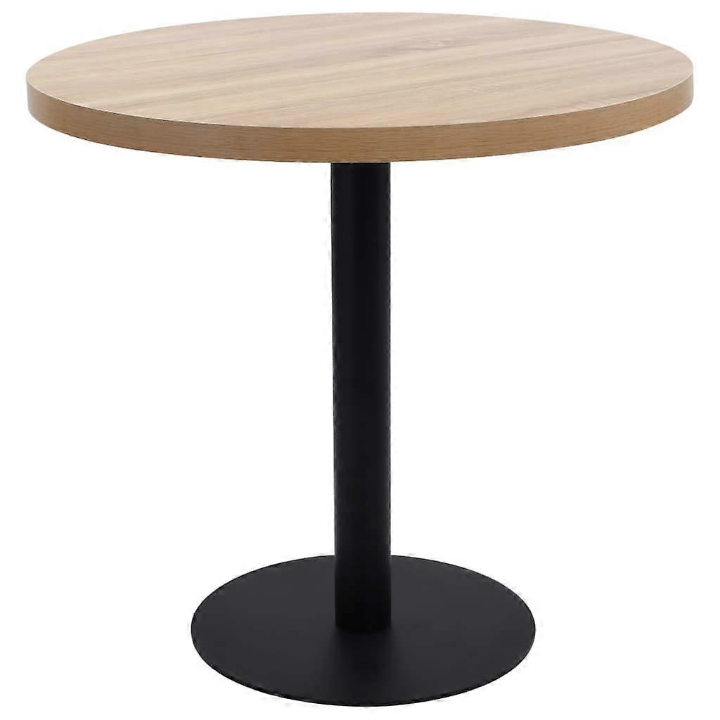 Light Brown and Black Bistro Table, 31.5 Inch Small Dining Table with Sturdy Steel Frame for Kitchen