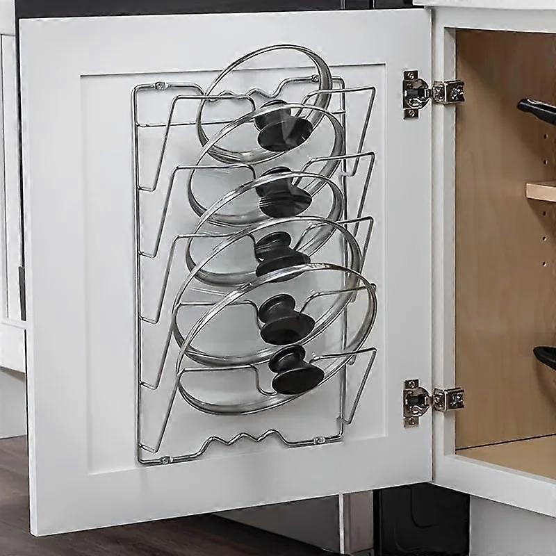 Multi Functional Wall Mounted Pot Lid Rack For Household Kitchen, Perforated With Five Layers Amagi