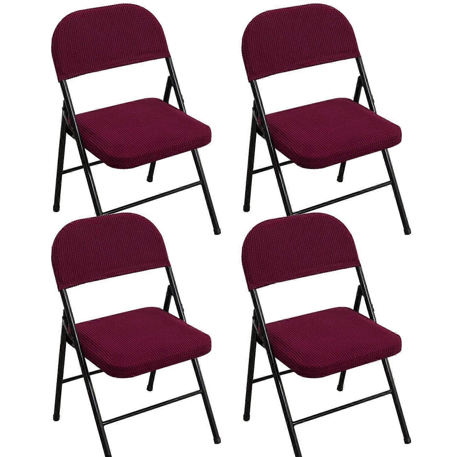 4PCS  Stretch Folding Chair Covers with Backrest WrinkleResistant Spandex for Banquet Dining
