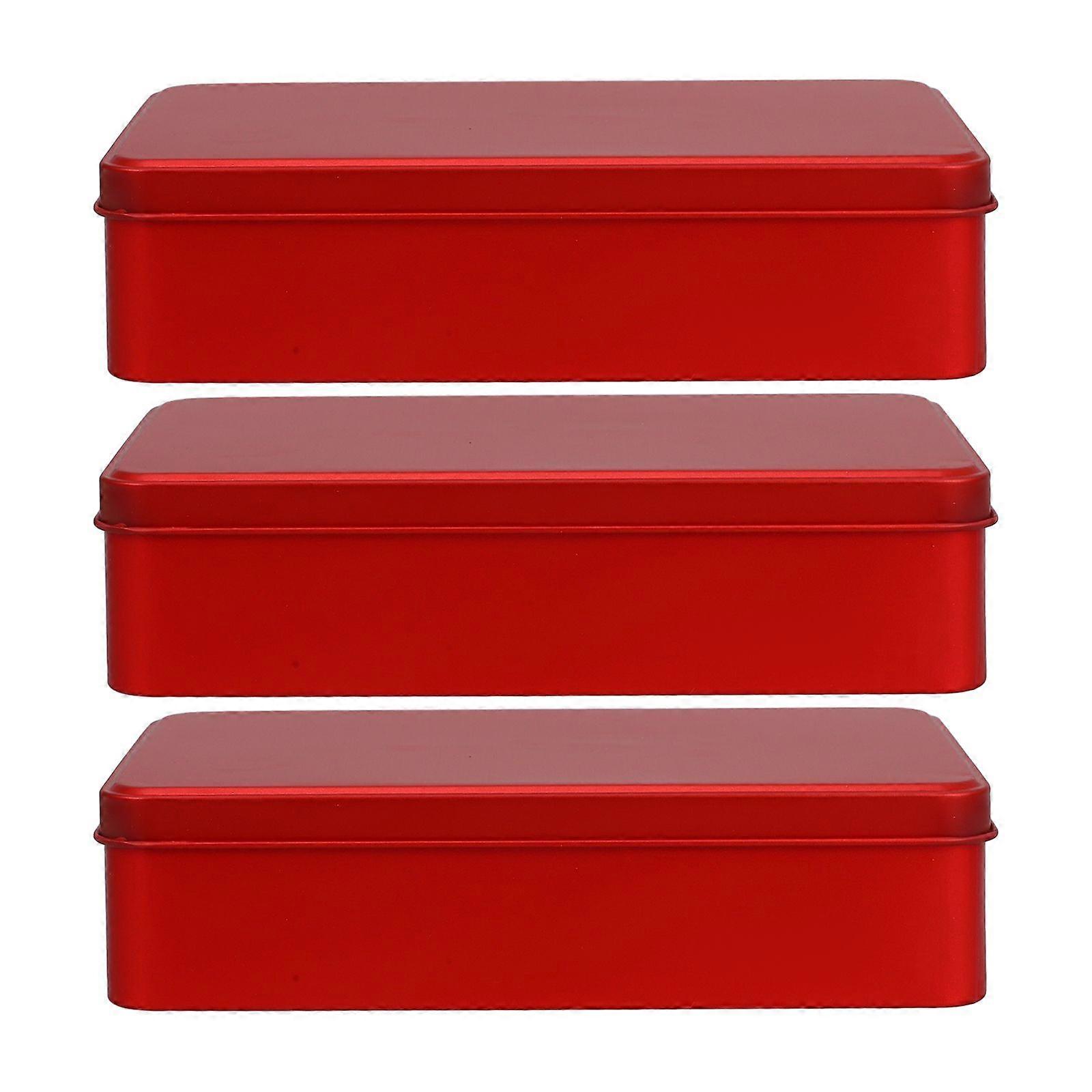 3pcs Empty Metal Tins Box with Lid Rectangular Cookie Tin Treats Storage Container