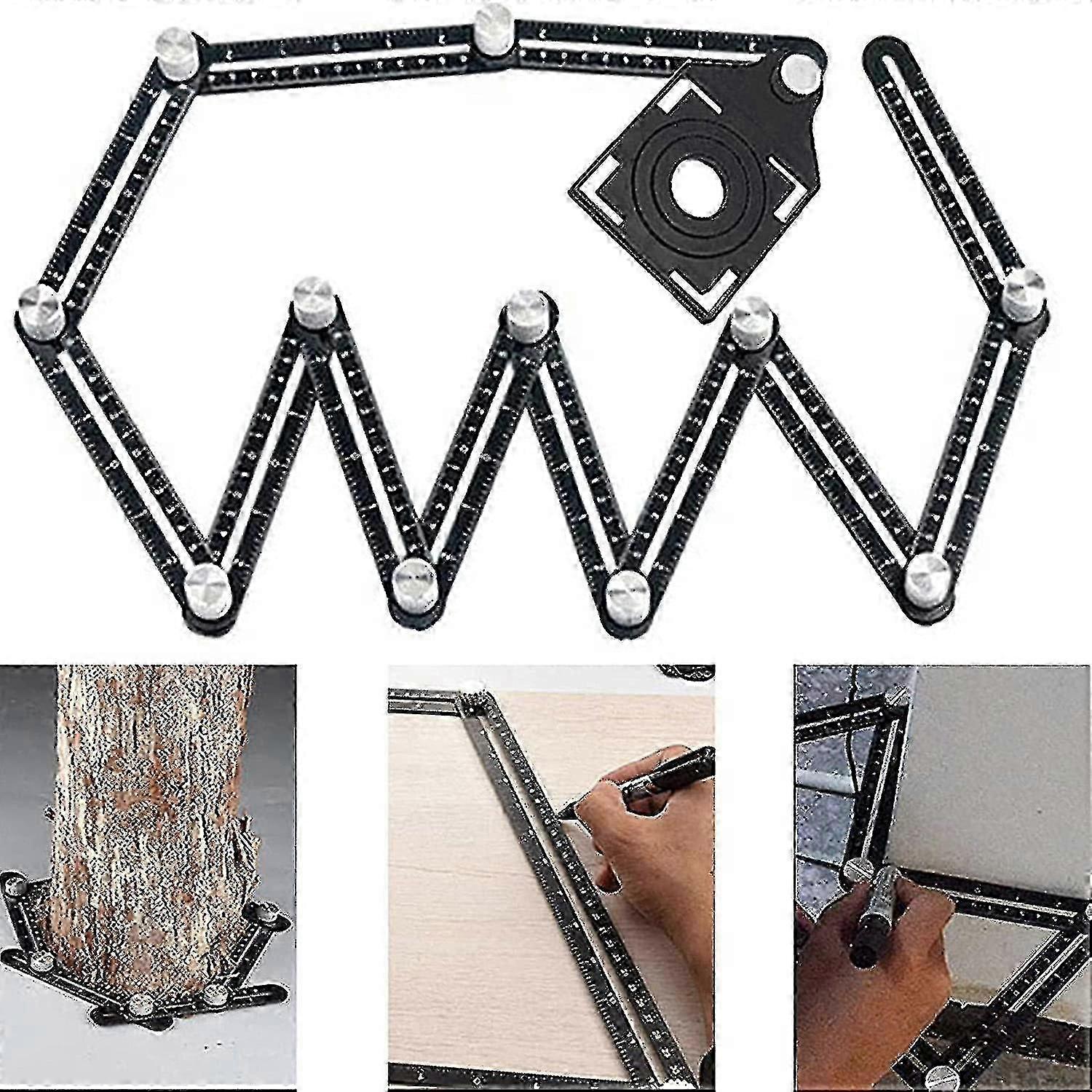 Multi Angle Measuring Ruler Tiler Multi Tool Black Angle Template Tool Aluminum Alloy Angle Template, Sidestile Tools, Suitable For Carpentry Diy, Cer