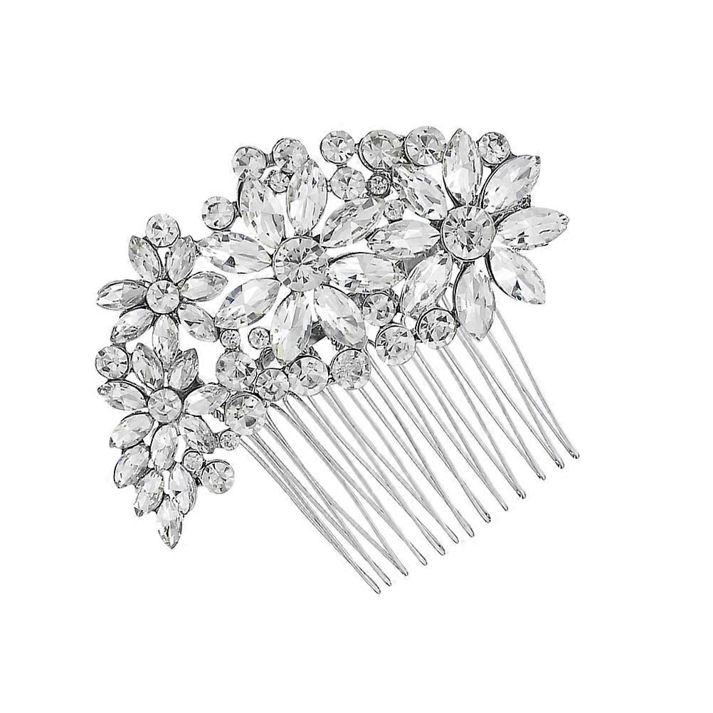 Bride Insert Comb Rhinestone Hair Accessory for Wedding Silver Decorative 1Pcs
