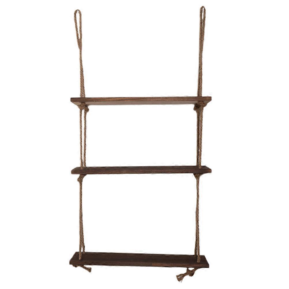 Wood Hanging Shelf for Storage Use 1Set 3 Tier Rustic Floating Wall Rack