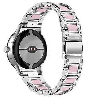 Dla Google Pixel Watch 3 41mm / Watch 2 / Pixel Watch Bransoleta z żywicy ze stali nierdzewnej Rhinestone Dec